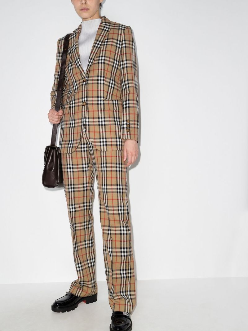Neutral Vintage Check Wool Blazer