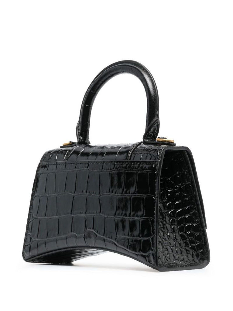 Black Hourglass Mini Leather Tote Bag
