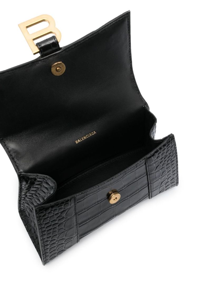 Black Hourglass Mini Leather Tote Bag