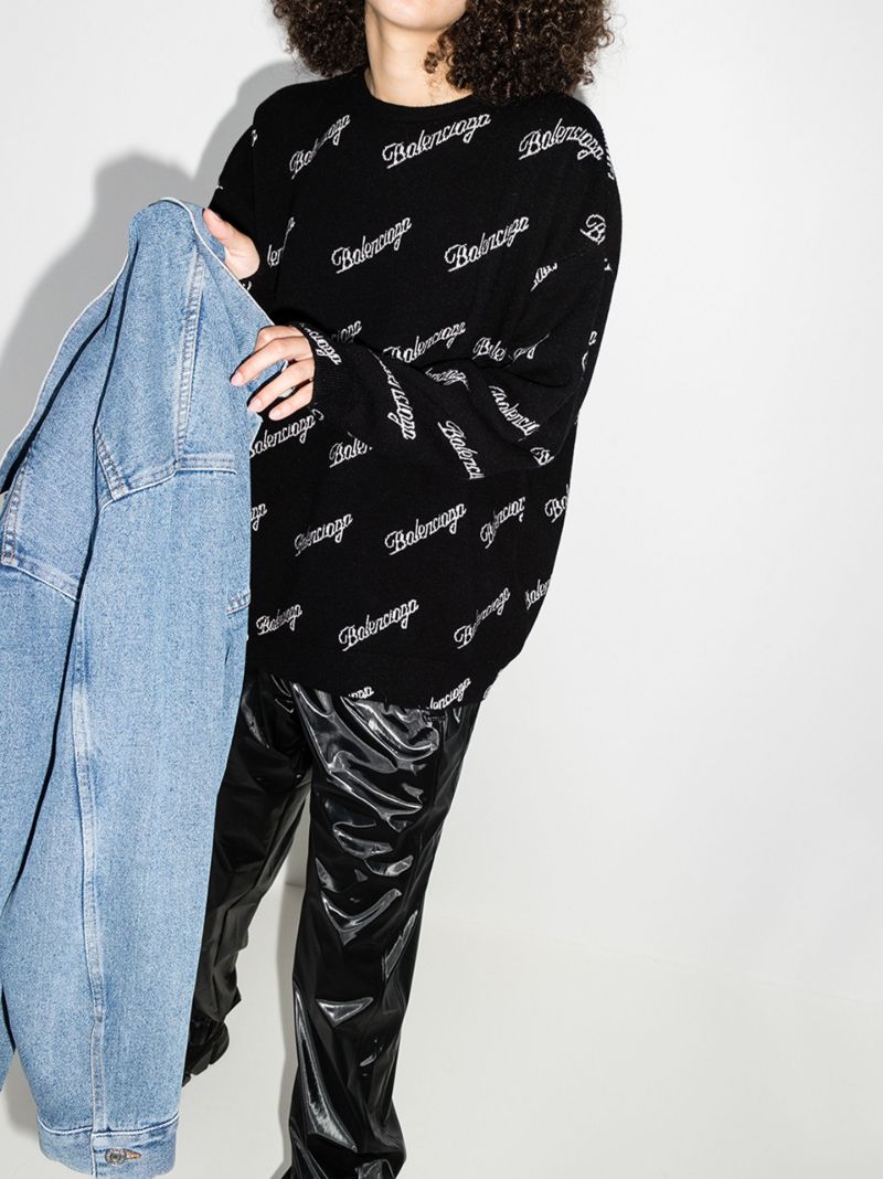 Crew Neck Script Logo Sweater
