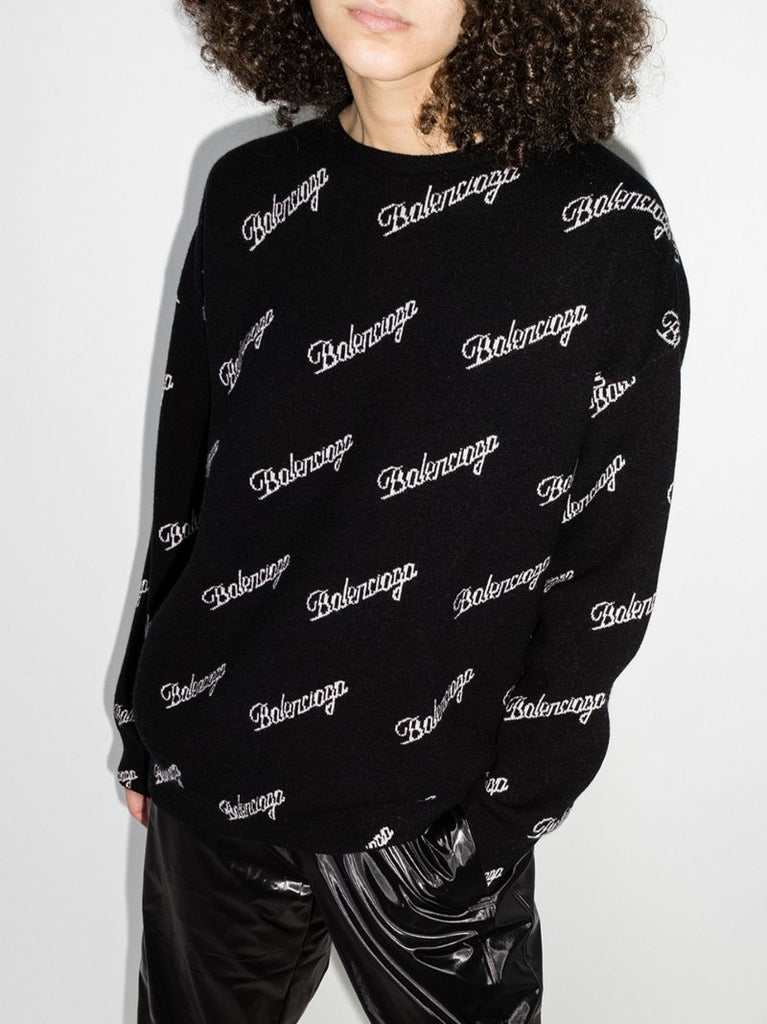 Crew Neck Script Logo Sweater