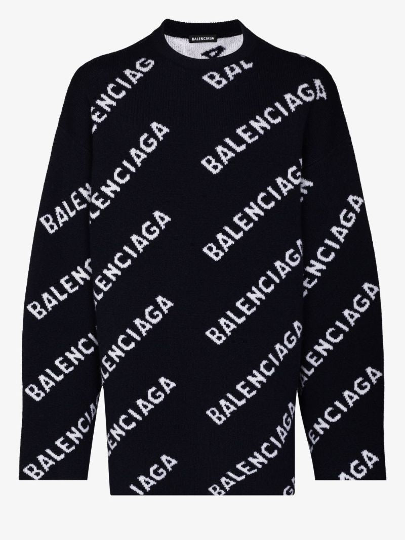 Intarsia Logo Wool Sweater