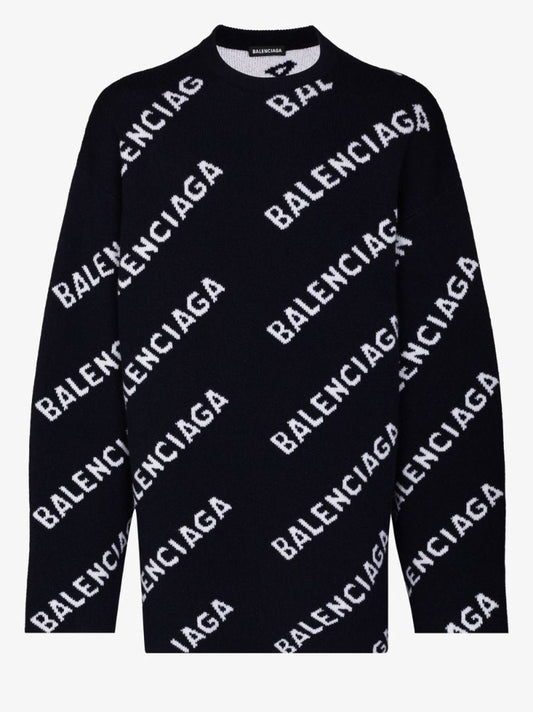 Intarsia Logo Wool Sweater