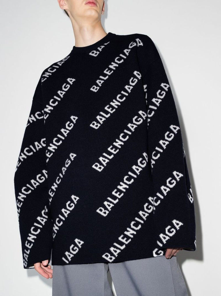 Intarsia Logo Wool Sweater