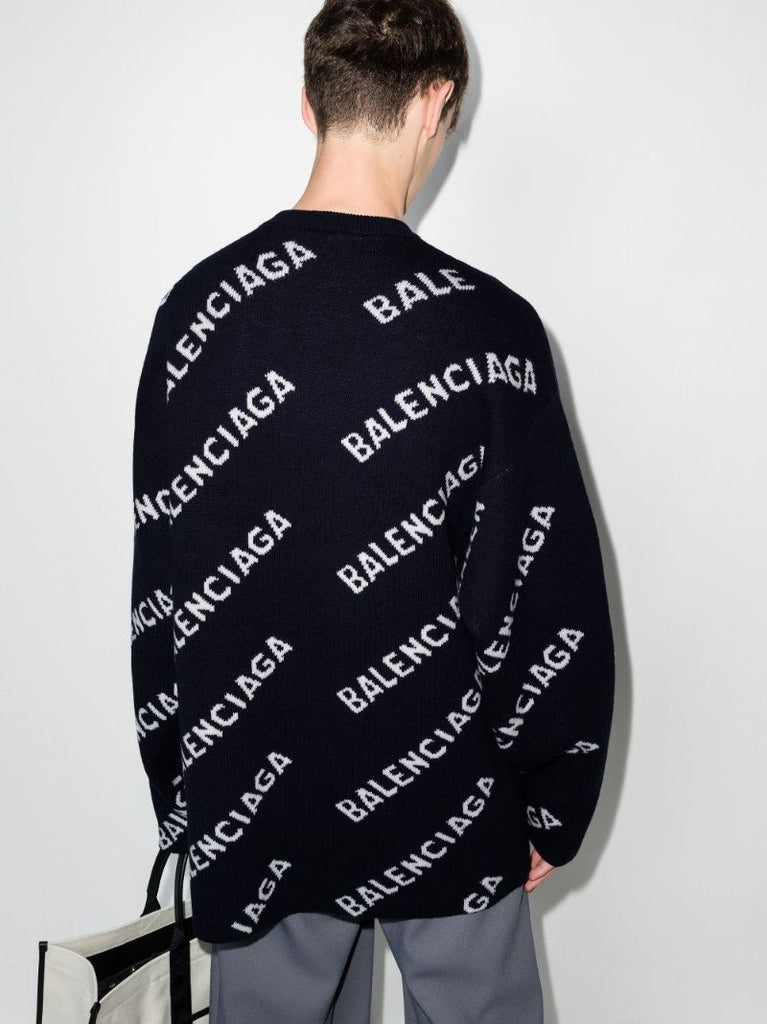 Intarsia Logo Wool Sweater