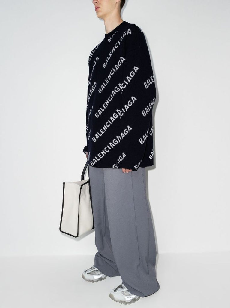Intarsia Logo Wool Sweater