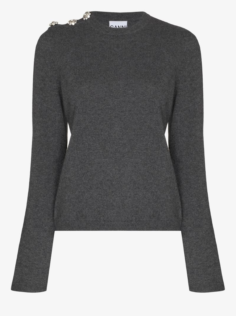 Crystal Buttoned Cashmere Sweater