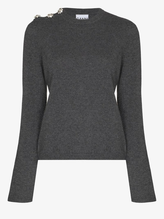 Crystal Buttoned Cashmere Sweater