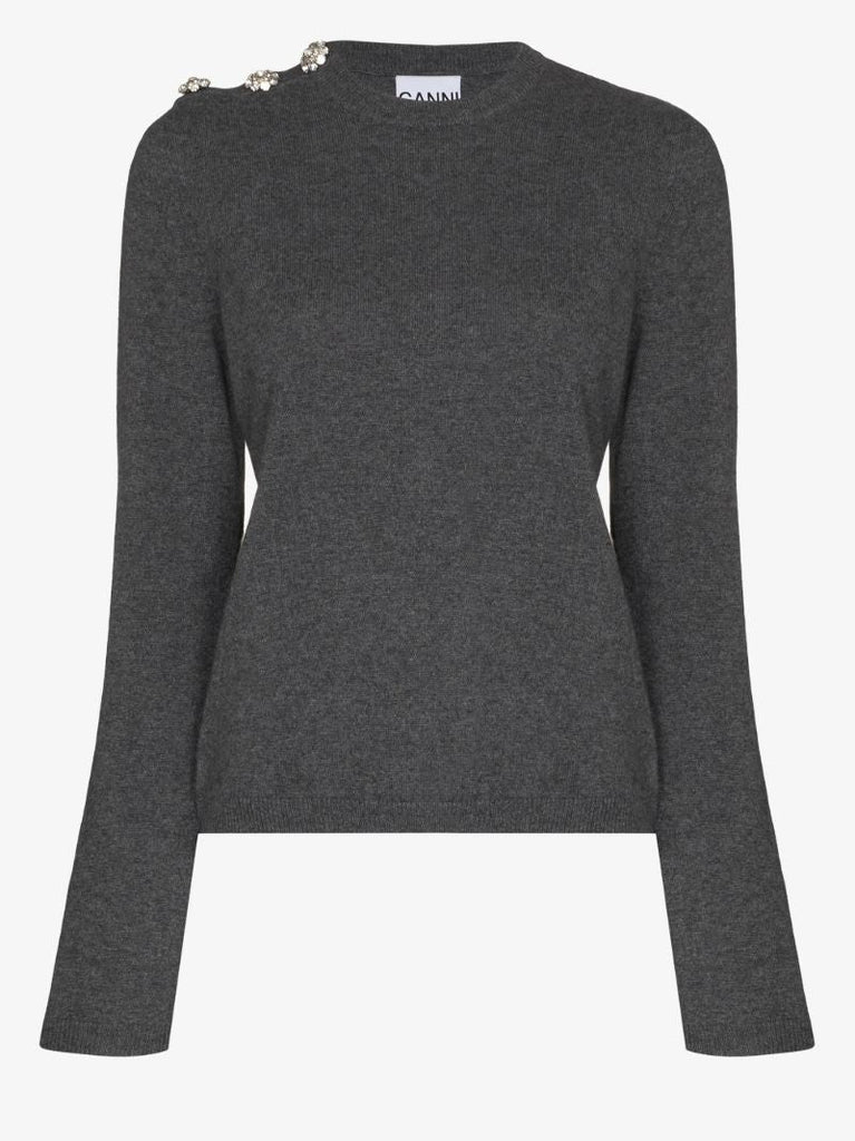 Crystal Buttoned Cashmere Sweater
