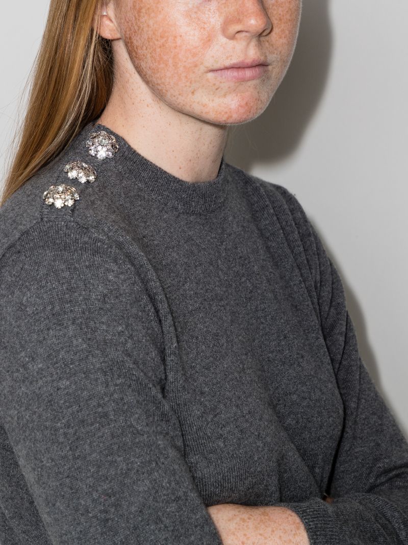Crystal Buttoned Cashmere Sweater