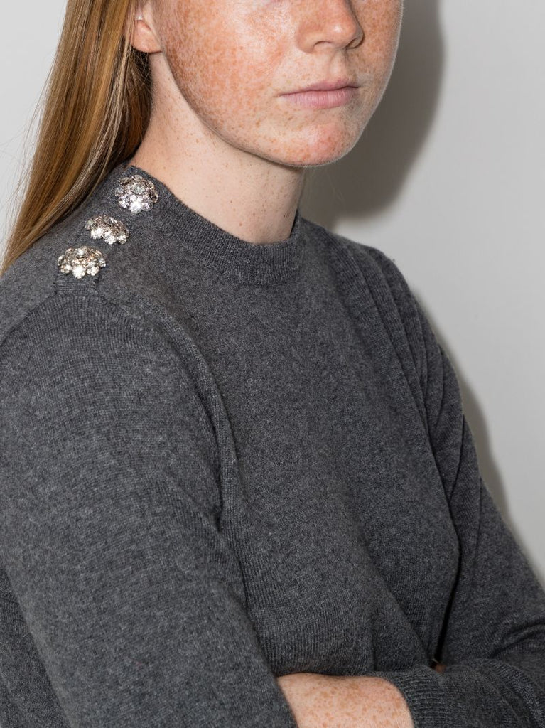 Crystal Buttoned Cashmere Sweater