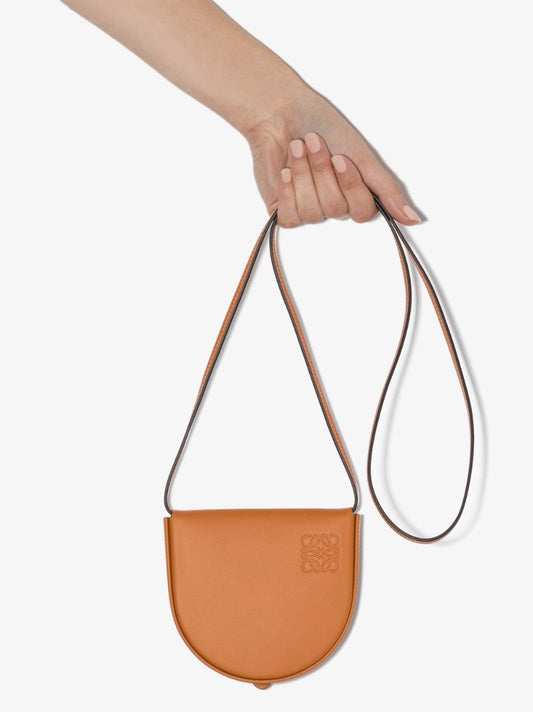 Brown Heel Small Leather Cross Body Bag
