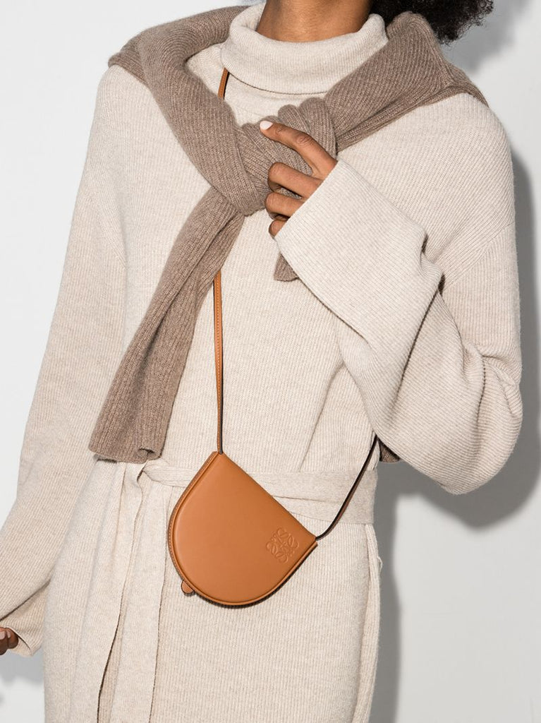 Brown Heel Small Leather Cross Body Bag