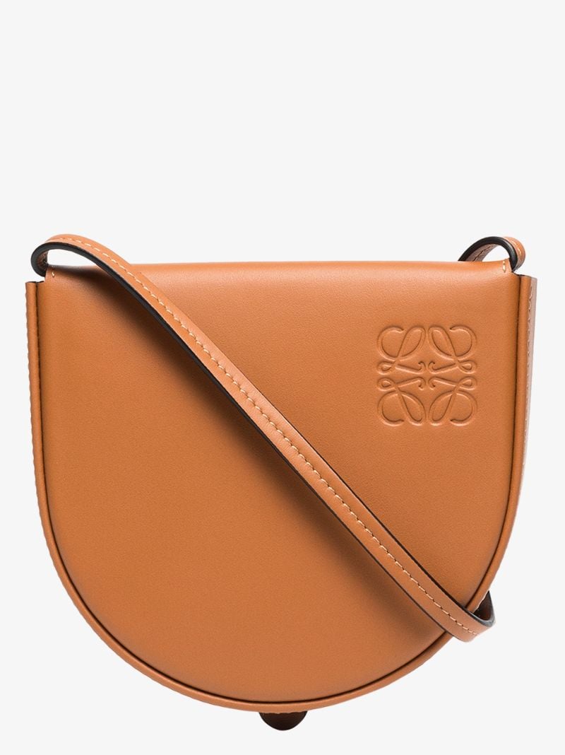 Brown Heel Small Leather Cross Body Bag