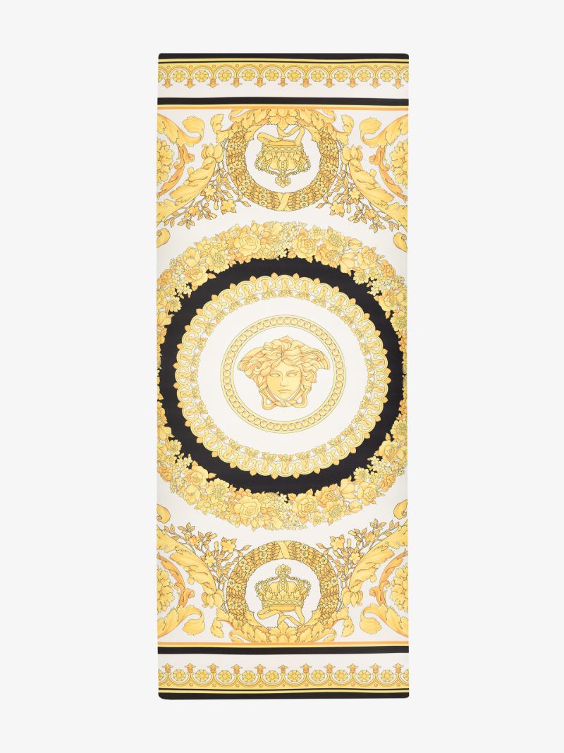 White Baroque Print Yoga Mat