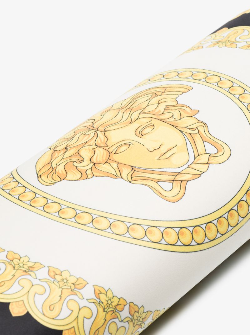 White Baroque Print Yoga Mat