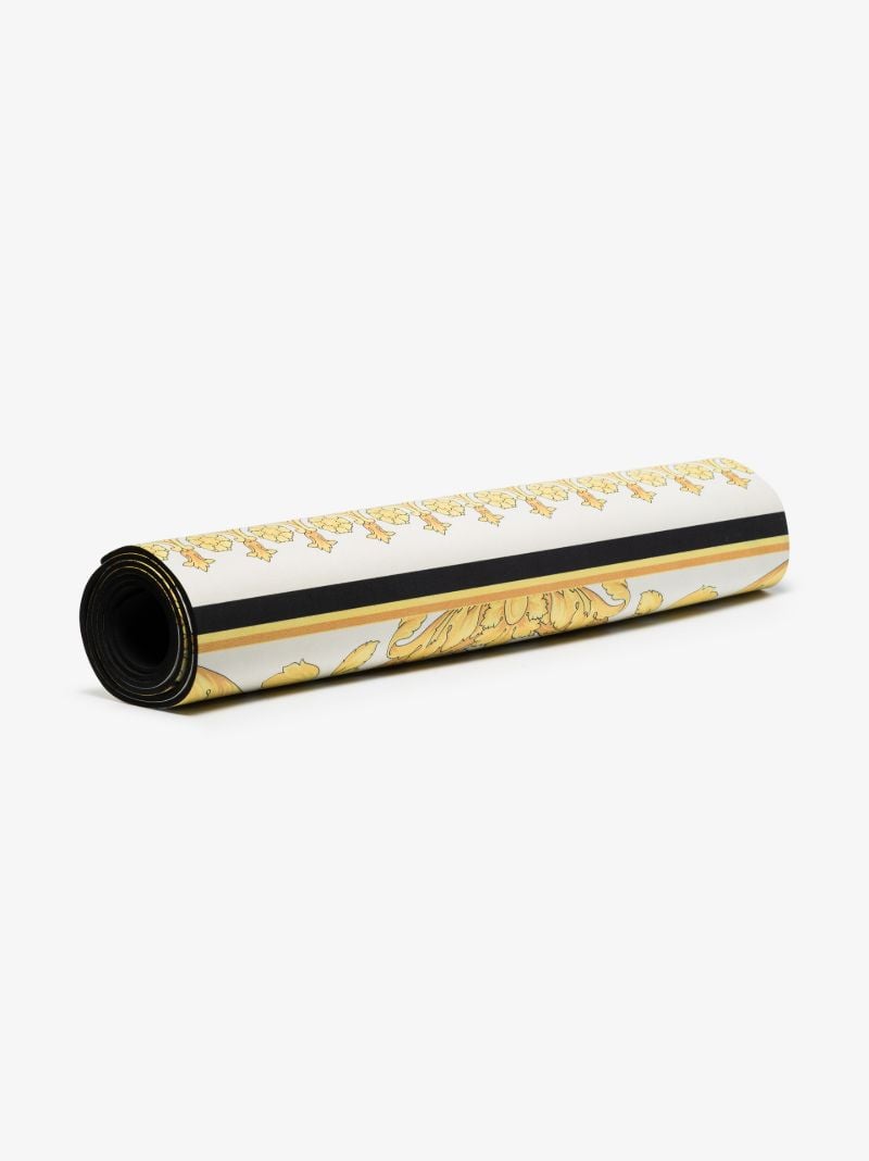 White Baroque Print Yoga Mat
