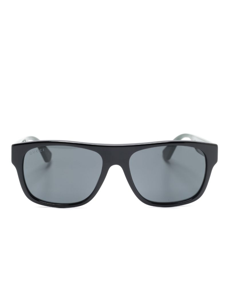 Black Rectangle Frame Tinted Sunglasses