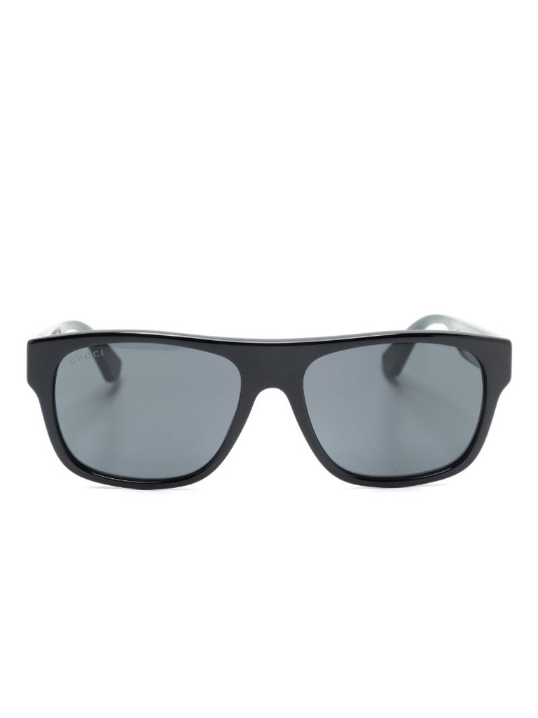 Black Rectangle Frame Tinted Sunglasses