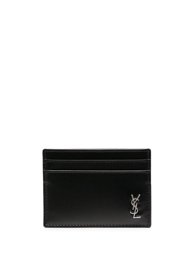 Black Logo Plaque Leather Card Holder
