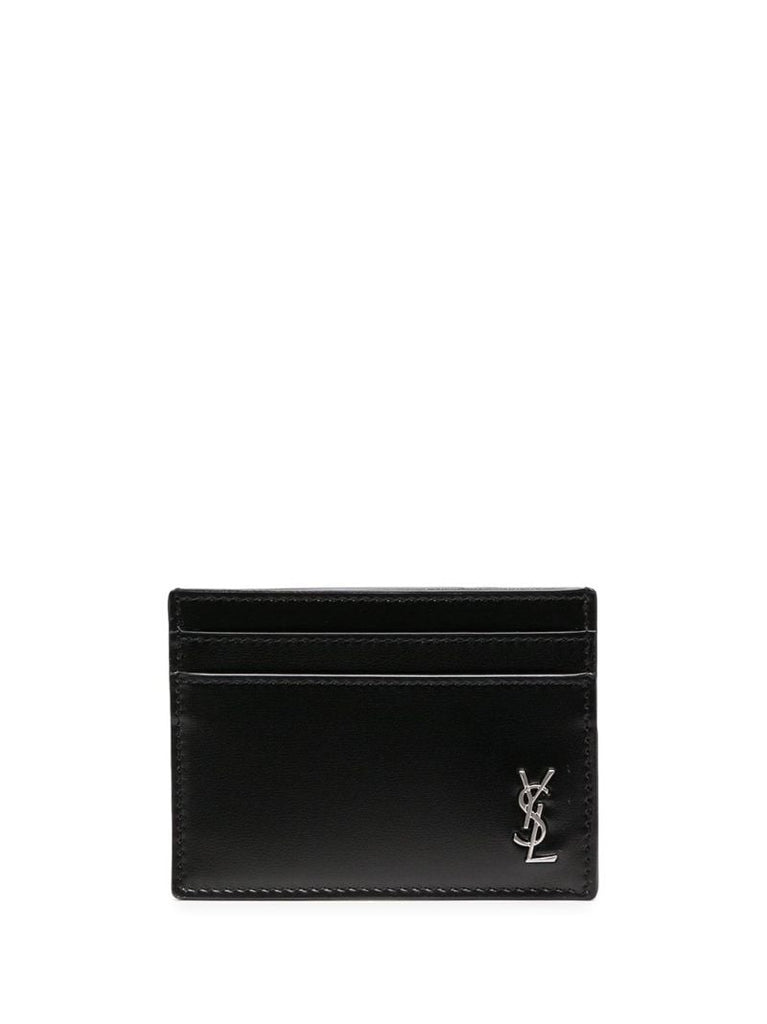 Black Logo Plaque Leather Card Holder