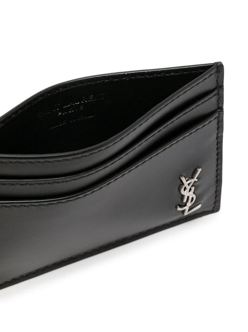 Black Logo Plaque Leather Card Holder