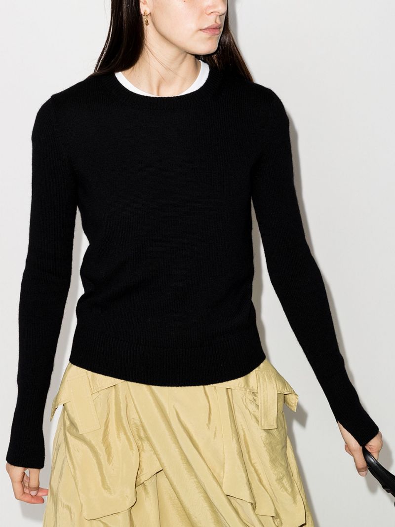 Ribbed Crew Neck Cashmere Sweater