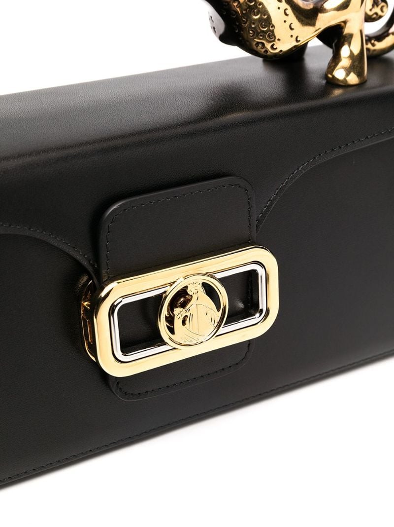 Black Pencil Cat Leather Top-handle Bag