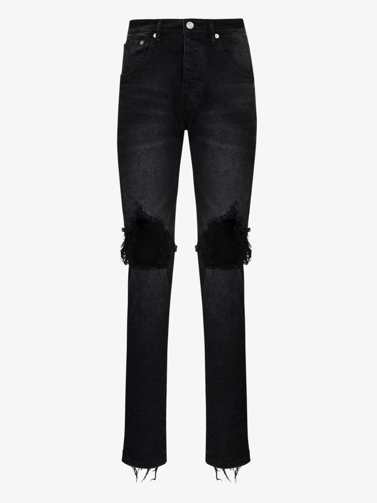 P002 Wash Blowout Tapered Jeans