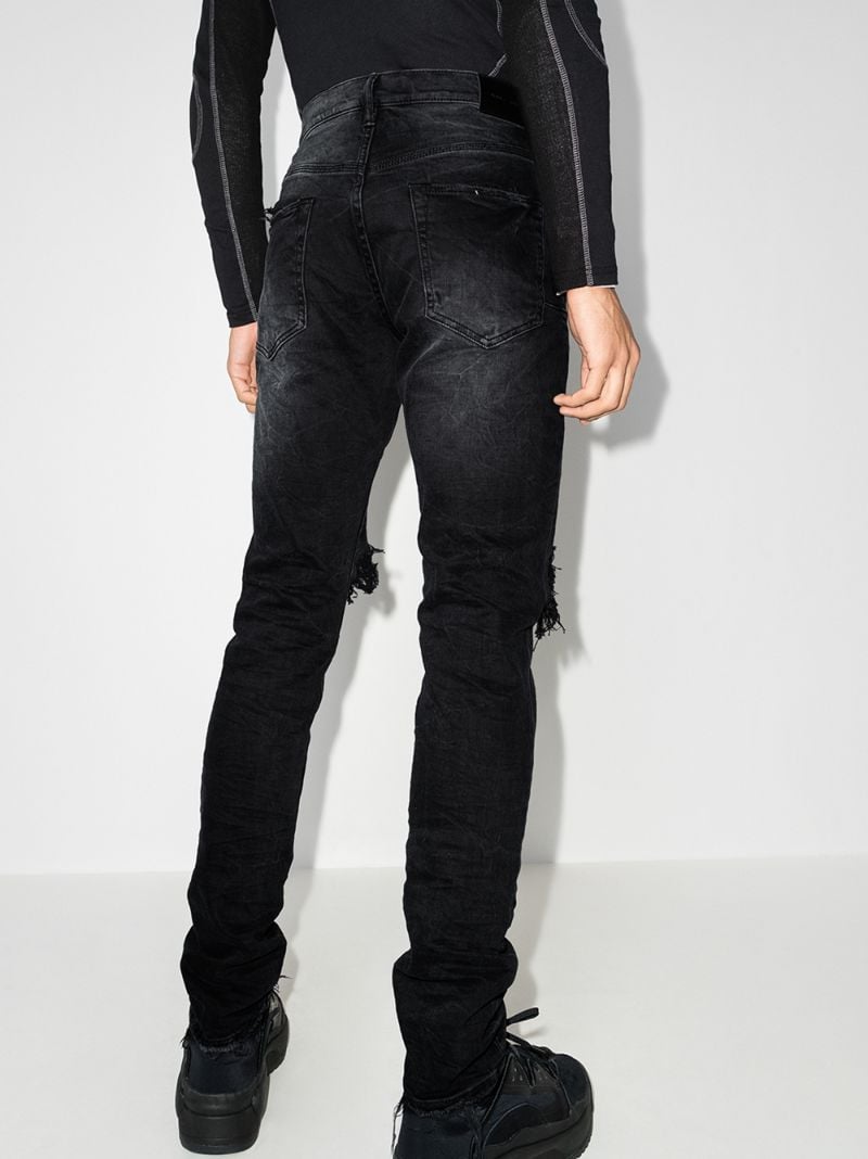 P002 Wash Blowout Tapered Jeans