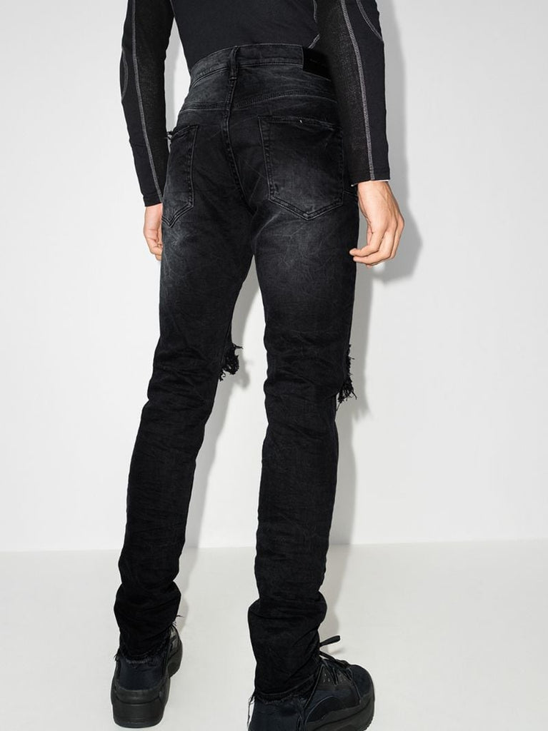 P002 Wash Blowout Tapered Jeans