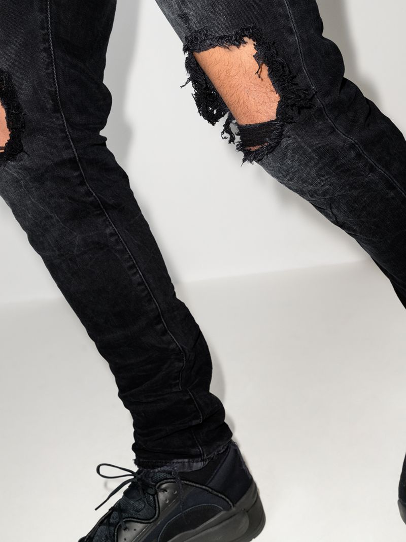 P002 Wash Blowout Tapered Jeans