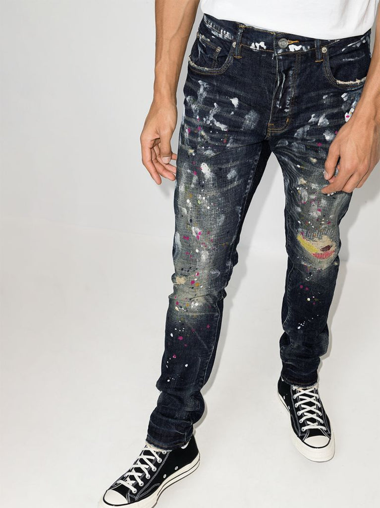 P002 Paint Splatter Slim Fit Jeans