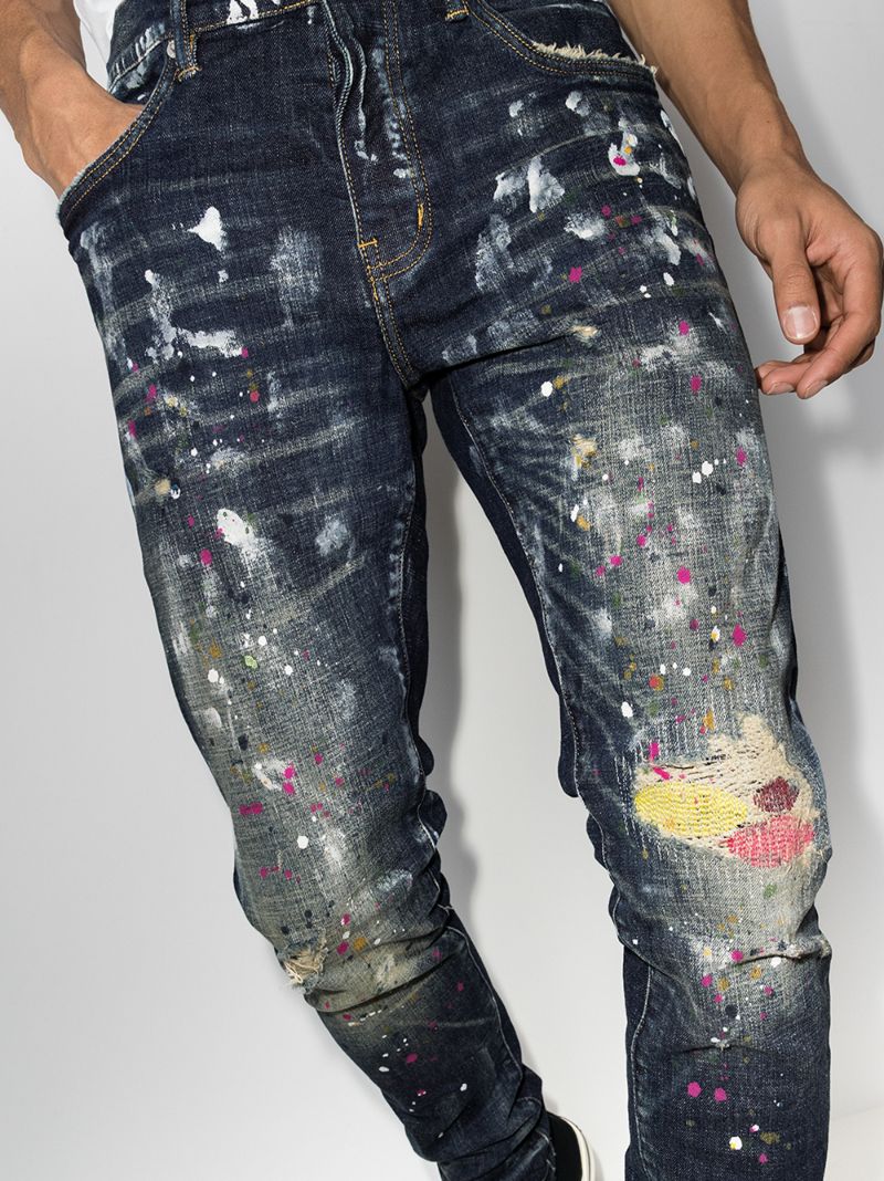 P002 Paint Splatter Slim Fit Jeans