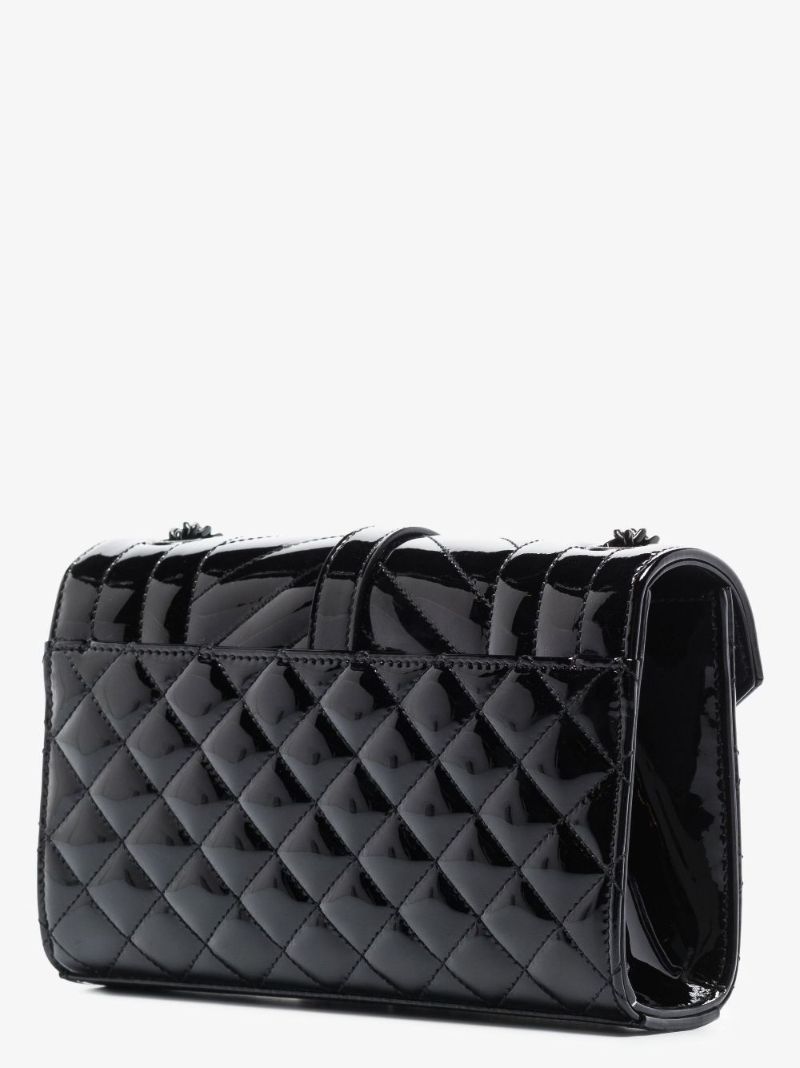 Black Envelope Small Quilted Patent Leather Shoulder Bag