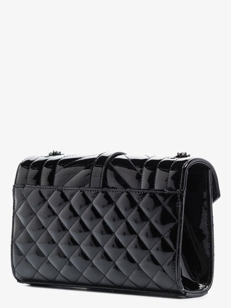 Black Envelope Small Quilted Patent Leather Shoulder Bag