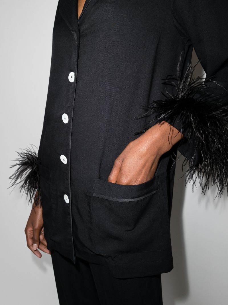 Black Feather-trim Pyjamas