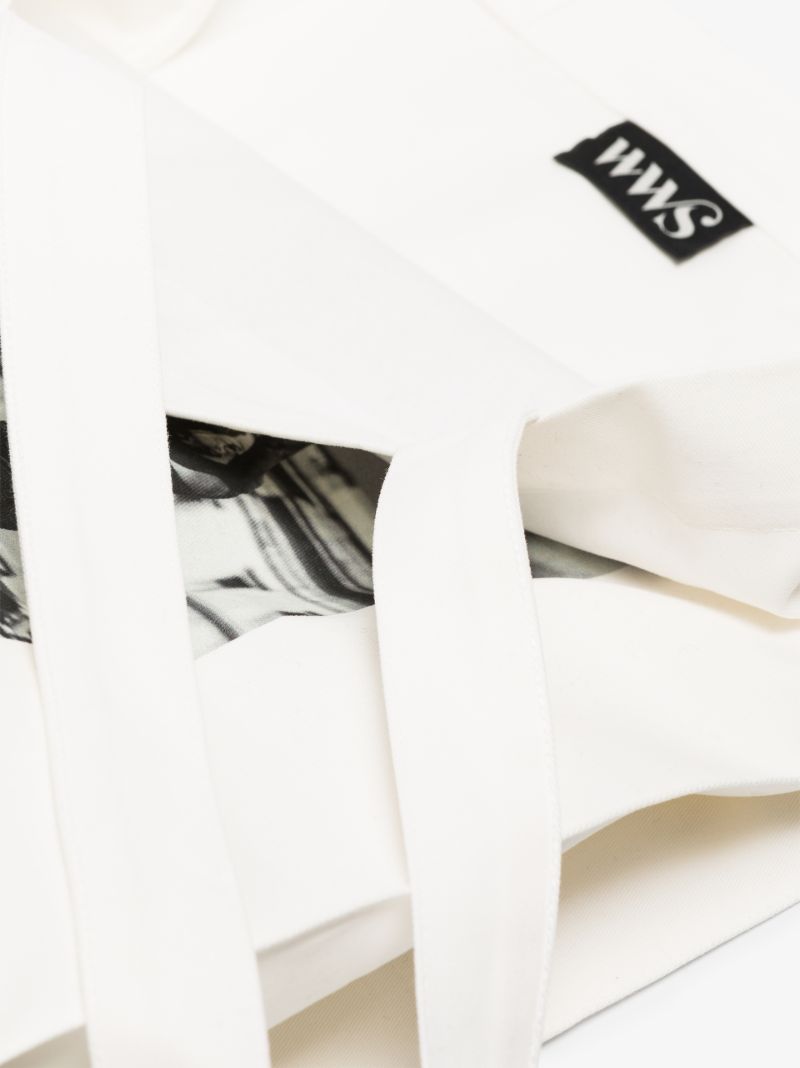 White and Black Printed Cotton Tote Bag