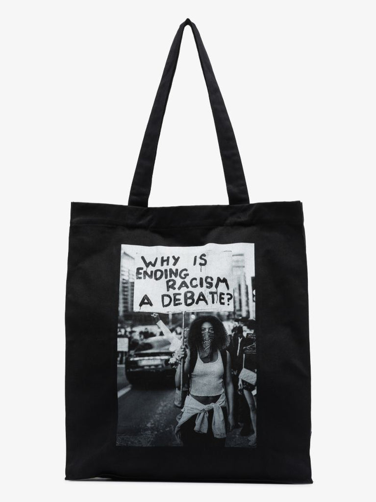 Black and White Printed Cotton Tote Bag