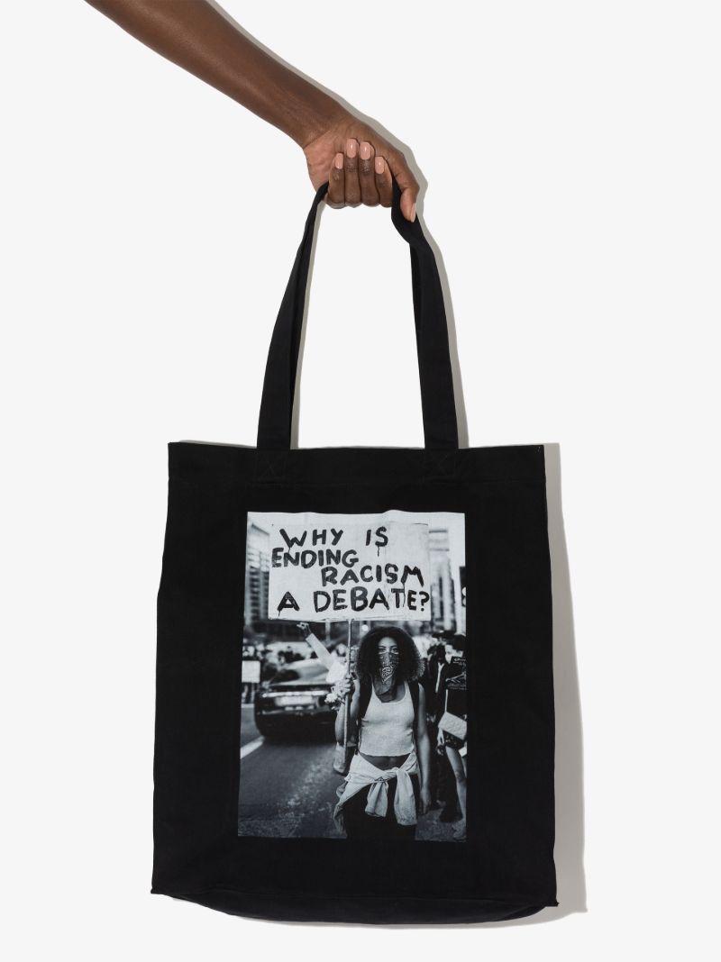 Black and White Printed Cotton Tote Bag