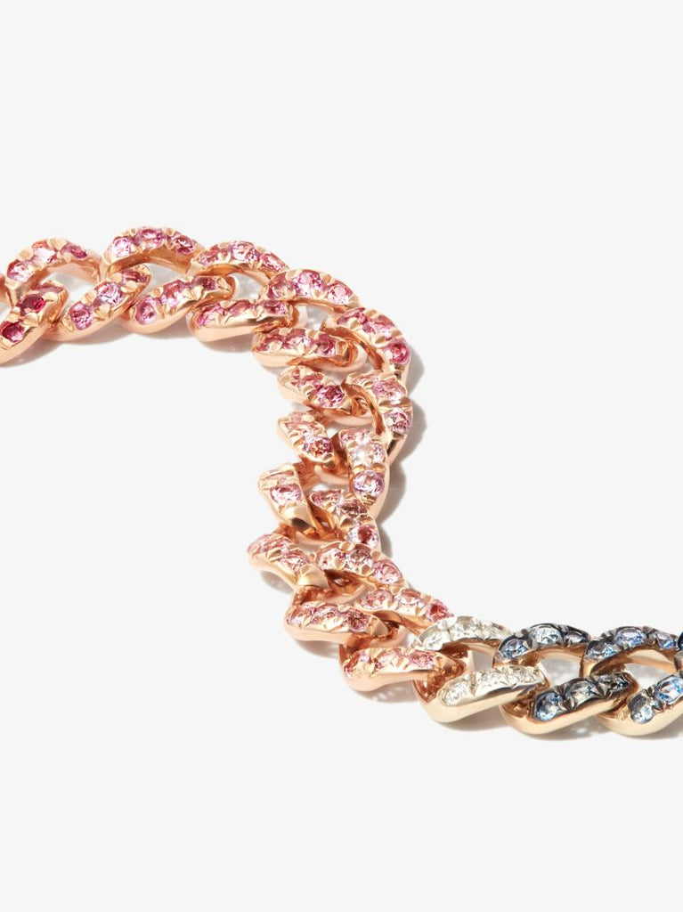 18k Yellow Gold Mini Link Diamond and Sapphire Bracelet