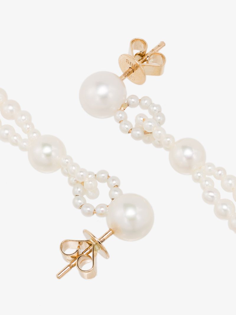 14k Yellow Gold Opera Pearl Earrings