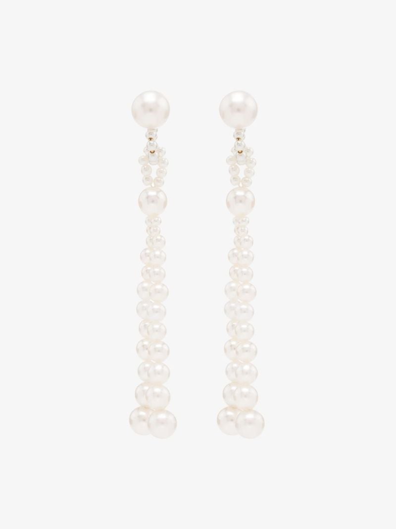 14k Yellow Gold Opera Pearl Earrings