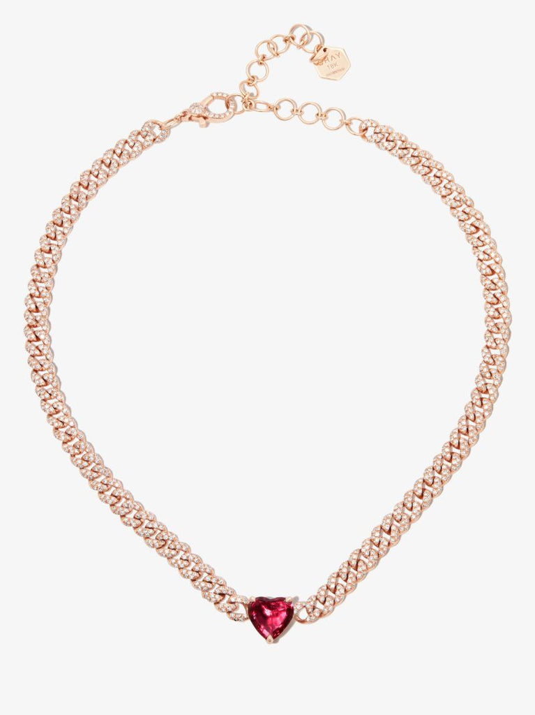 18k Rose Gold Ruby Diamond Chain Necklace