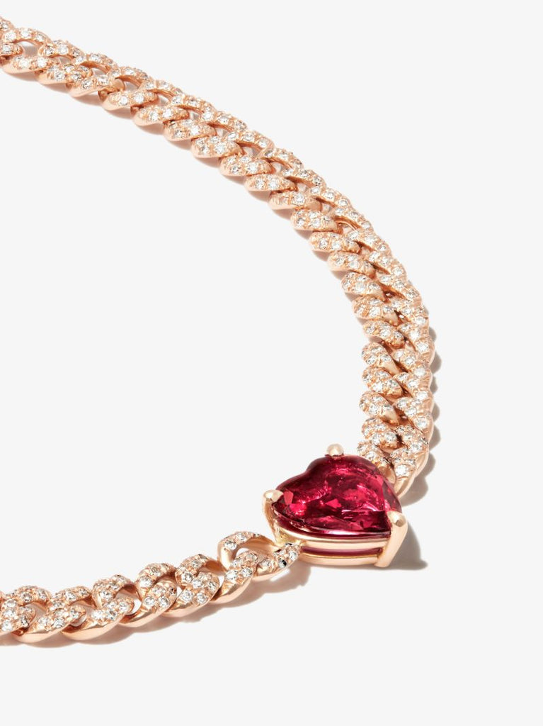 18k Rose Gold Ruby Diamond Chain Necklace