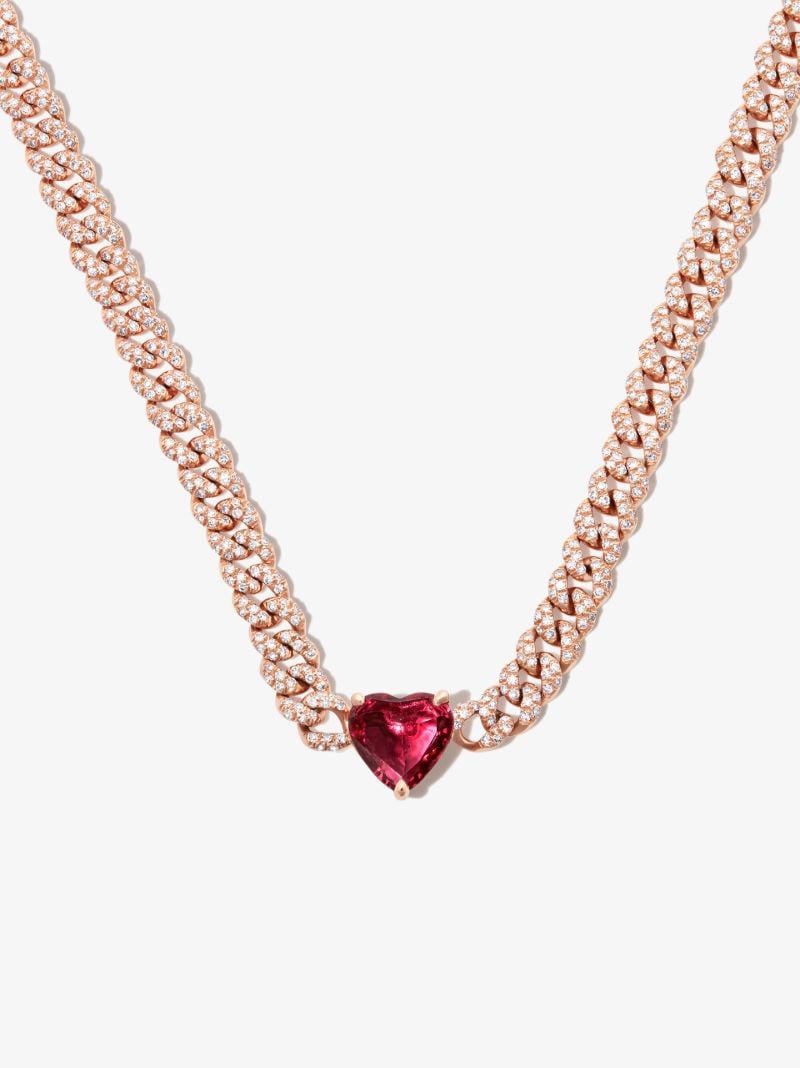 18k Rose Gold Ruby Diamond Chain Necklace