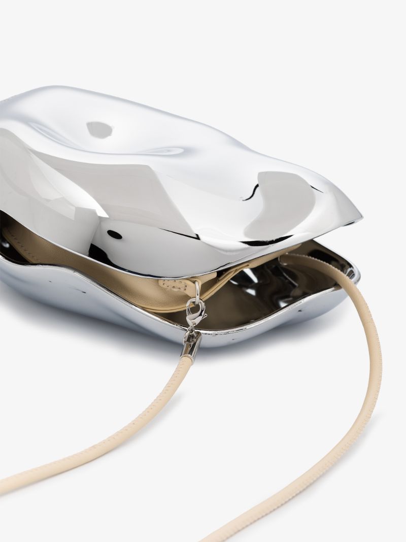 Silver Tone Oyster Cross Body Bag