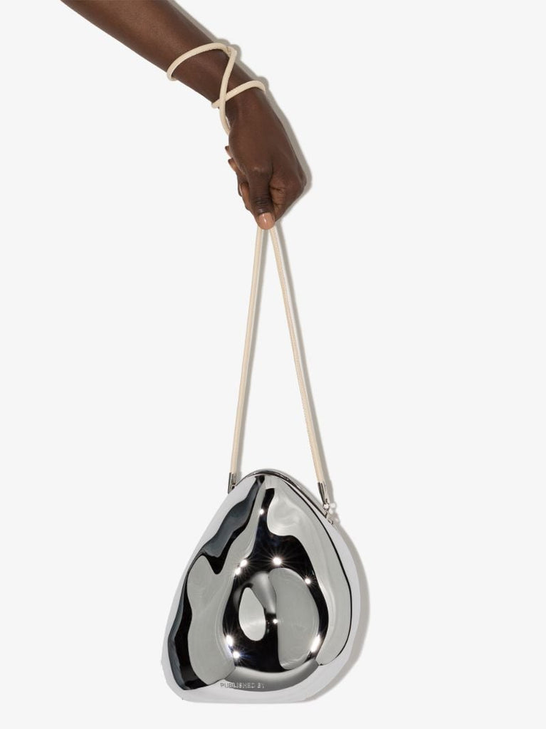 Silver Tone Oyster Cross Body Bag