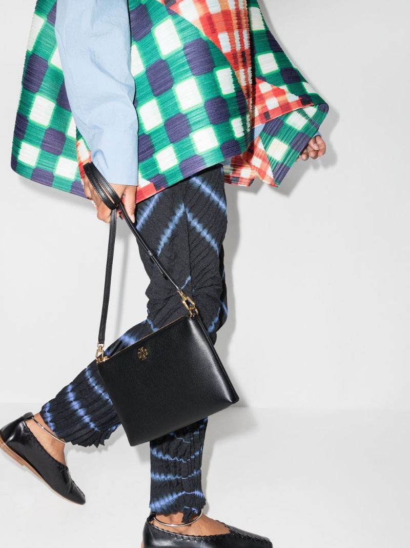 Black Kira Grained Leather Cross Body Bag