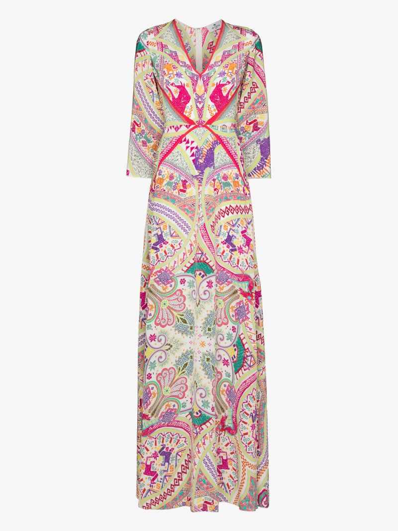 Idra Paisley Print Silk Maxi Dress